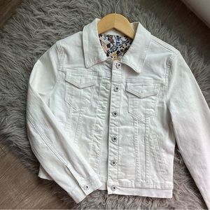 Cropped White Denim Jacket